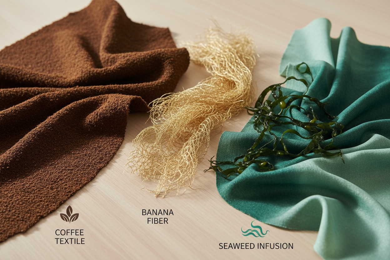 Advanced Bio-Fibers Novel natural sources (e.g., Coffee grounds, Banana fibers, Seaweed-infused materials)