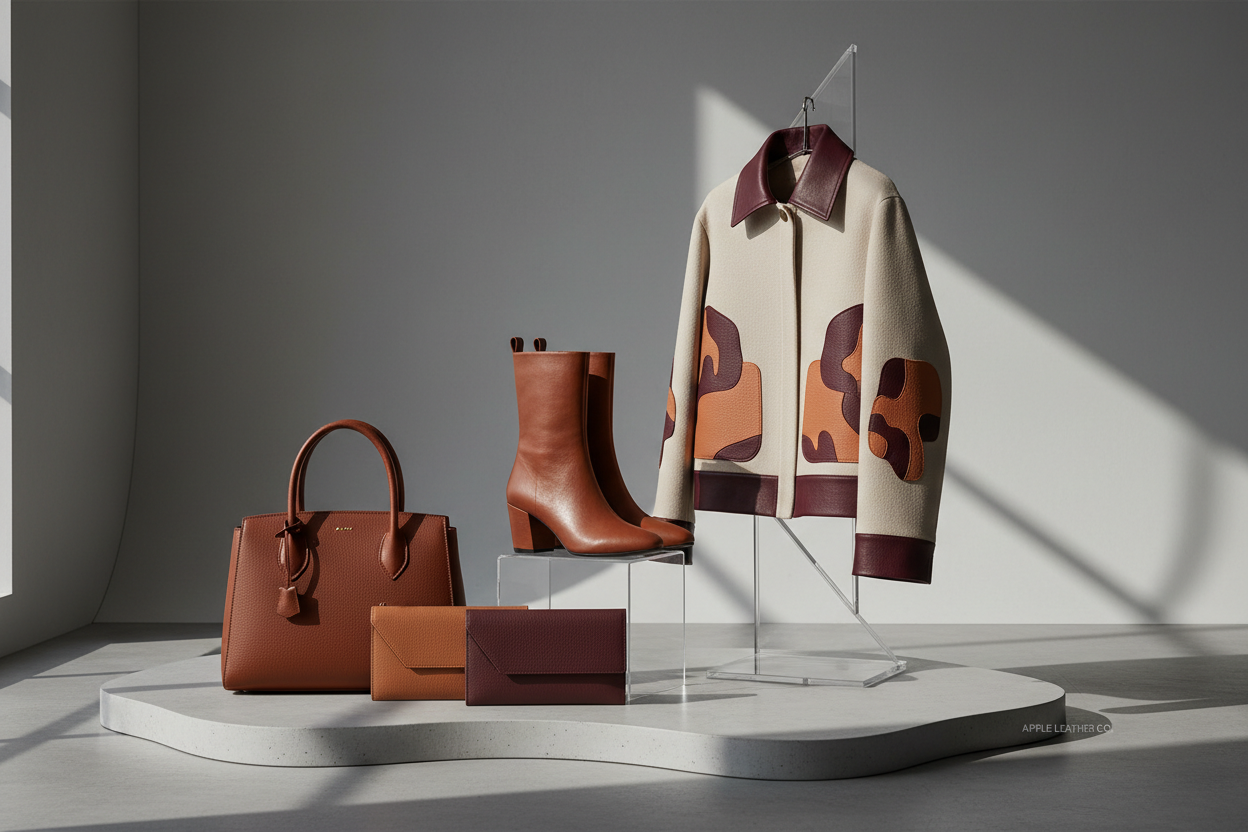 apple waste leather Ideal Applications

Apple Waste Leather is ideal for brands committed to innovation in accessories and light apparel:

Bags &amp; Accessories: Wallets, clutches, structured handbags, and small leather goods.

Footwear: Elegant, cruelty-free shoes and boots.

Apparel Detailing: Patches, labels, trims, and contrast panels on outerwear and accessories.