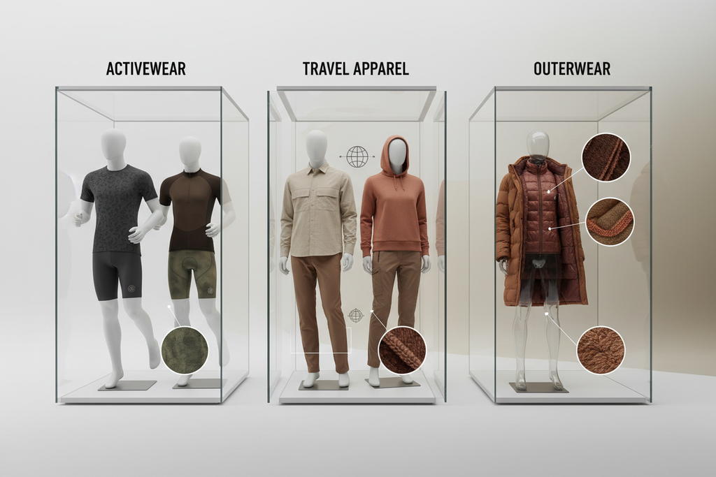 coffee fabric Ideal Applications

Activewear: Running shirts, cycling tops, and base layers benefiting from anti-odour and quick-dry features.

Travel Apparel: Versatile clothing that stays fresh longer between washes.

Outerwear Linings: Technical linings for jackets and coats.