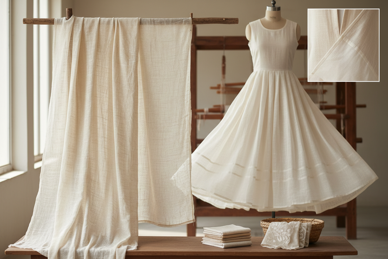 fine khadi muslin handloom Applications: Apparel, linings, soft garments