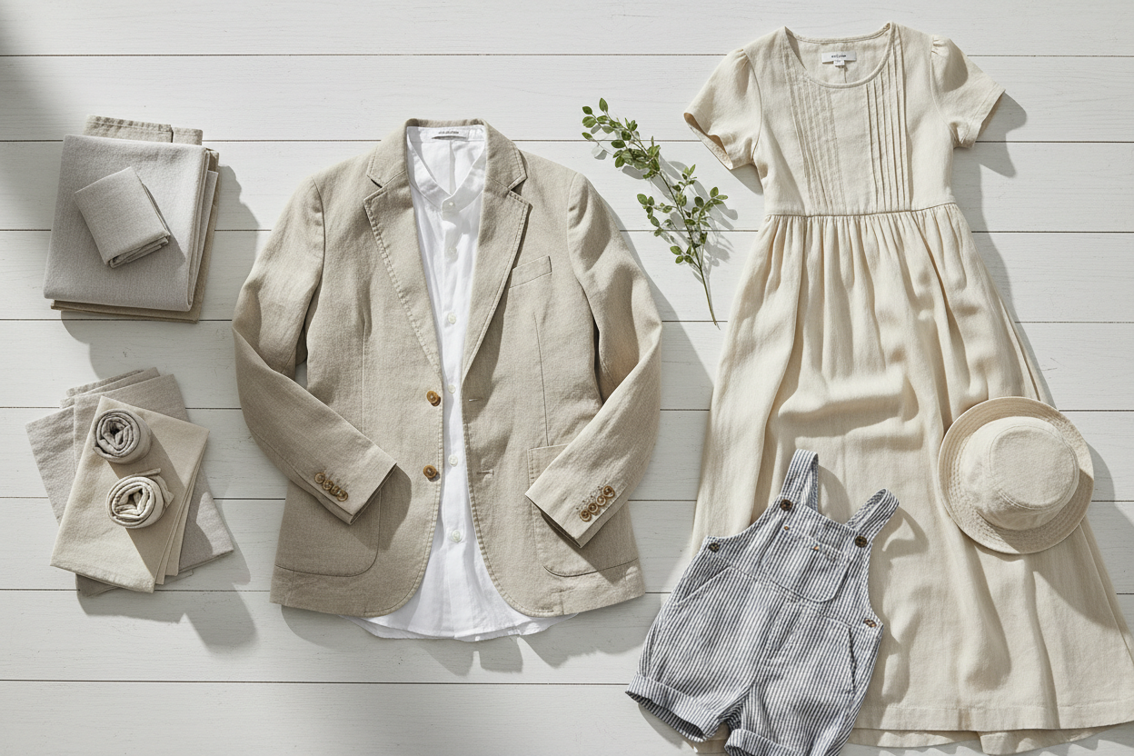 linen cotton Ideal Applications

This blend is a favorite among designers creating versatile, durable, and comfortable collections:

Casual Tailoring: Lightweight blazers, unstructured jackets, and casual trousers that need a comfortable yet tailored drape.

Everyday Apparel: Comfortable, durable shirting, summer skirts, and everyday dresses.

Kidswear: Combines the hard-wearing nature of linen with the softness needed for children's clothing.

Home Goods: Great for durable kitchen towels, napkins, and cas 