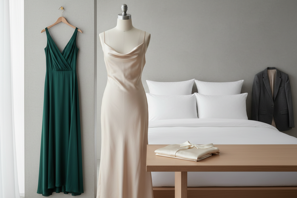 lyocell sateen Ideal Applications

Evening Wear: Luxurious slip dresses, sophisticated gowns, and elegant blouses.

Linings: High-quality, smooth linings for structured jackets and outerwear.

Home Textiles: Premium bedding and pillowcases (often blended for enhanced durability).