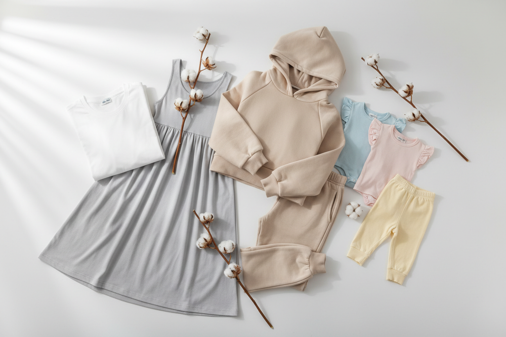 organic cotton fleece and jersey Ideal Applications

Loungewear: High-end joggers, hoodies, and comfortable sweaters.

Basic Apparel: Premium t-shirts, polo shirts, and comfortable everyday dresses.

Kidswear: Soft, safe, and durable materials for children's clothing.