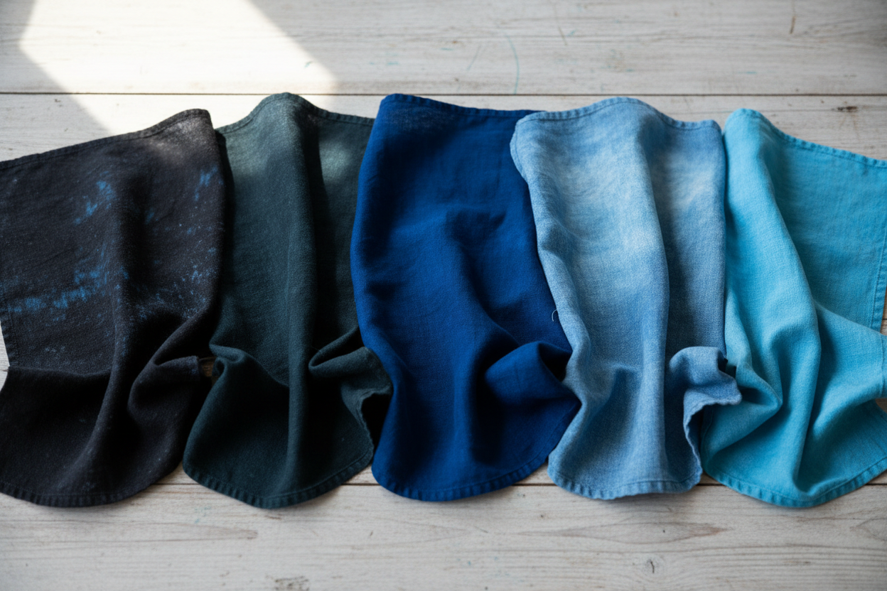 Original Shade Name	Core Inspiration
Indigo Abyss	Fermented Indigo Leaves (Deep, Oceanic)
Midnight Botanical Blue	Botanical Depth (Dark, Moody)
Deepwater Indigo	Still Waters (Saturated)
Celestial Vat Blue	Slow Vat-Dyeing (Cosmic, Airy)
Azure Origin	Botanical Purity (Clean, Modern)
True Indigo Noir	Natural Indigo Density (Near-Black)