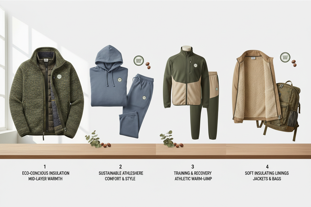 recycled blend fleece Ideal Applications

Eco-Conscious Fleece Jackets: Mid-layer insulation for cold-weather outerwear.

Hoodies &amp; Sweatshirts: Comfortable, durable, and sustainable everyday athleisure.

Warm-Up Gear: Outerwear for training and pre/post-activity recovery.

Linings: Soft, insulating linings for jackets and bags.