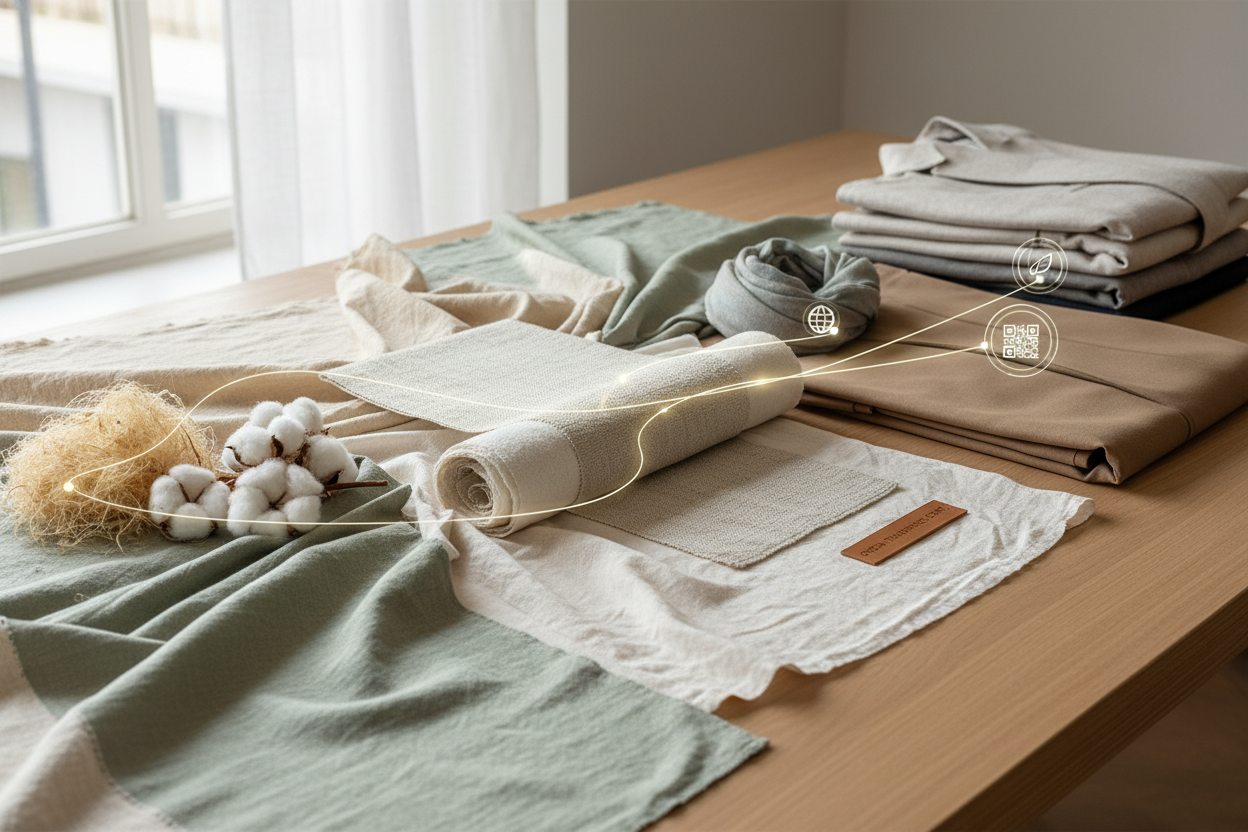 TagGTH EcoTrace™ – Fabrics
Traceable Fabrics. Responsible Choices. Thoughtful Design.
TagGTH EcoTrace™ for Fabrics offers clear visibility into the sourcing, processing, and production of our textile materials. From fibre to finished fabric, EcoTrace™ supports brands and designers in making informed, responsible decisions — without compromising on quality or creativity.