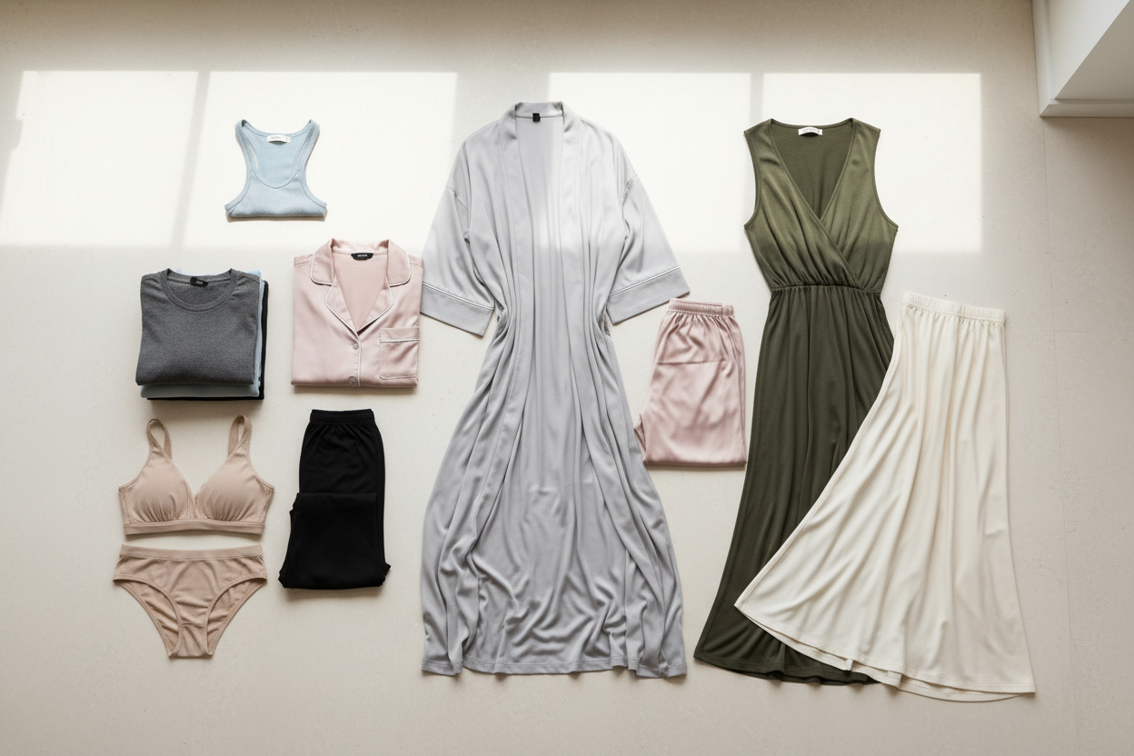 tencil modal jersey Ideal Applications

Luxury Loungewear: High-end pyjamas, relaxed trousers, and dressing gowns.

Premium Basics: Soft t-shirts, tank tops, and lightweight sweaters.

Undergarments: Comfortable, breathable base layers and innerwear.

Flowing Knits: Knit dresses and skirts where a beautiful, non-clinging drape is required.