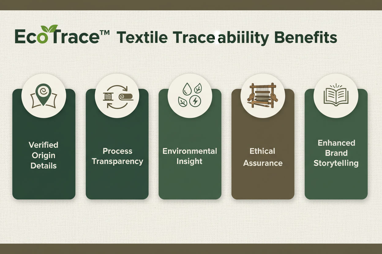 What You Get with EcoTrace™
✔️ Verified Origin Details – Trace back to the source of every key material.
✔️ Process Transparency – Step-by-step production overview from fibre to fabric.
✔️ Environmental Insight – Clear visibility into water use, dyes, and energy.
✔️ Ethical Assurance – Respect for craftspeople, fair practices, and traditional handloom heritage.
✔️ Enhanced Brand Storytelling